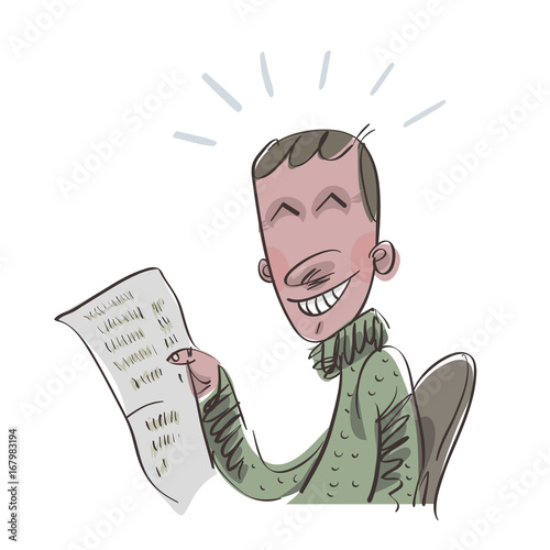 The man is laughing. Vector illustration