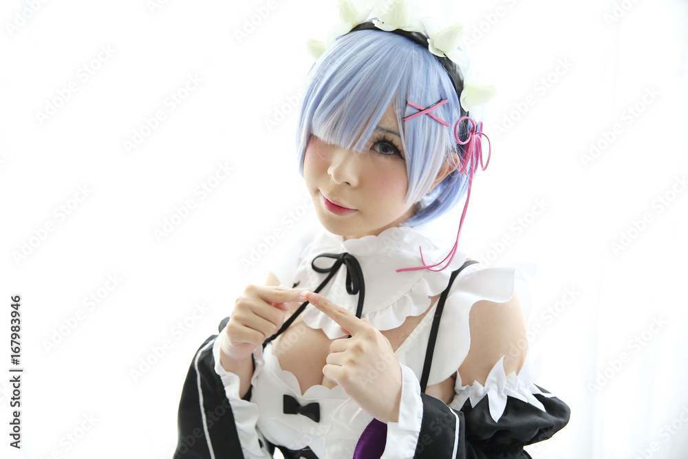 Japan anime cosplay girl in white tone Stock Photo | Adobe Stock