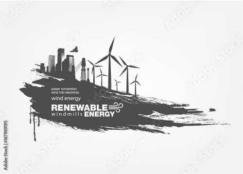 grunge wind turbine Renewable energy © Andrei Kukla