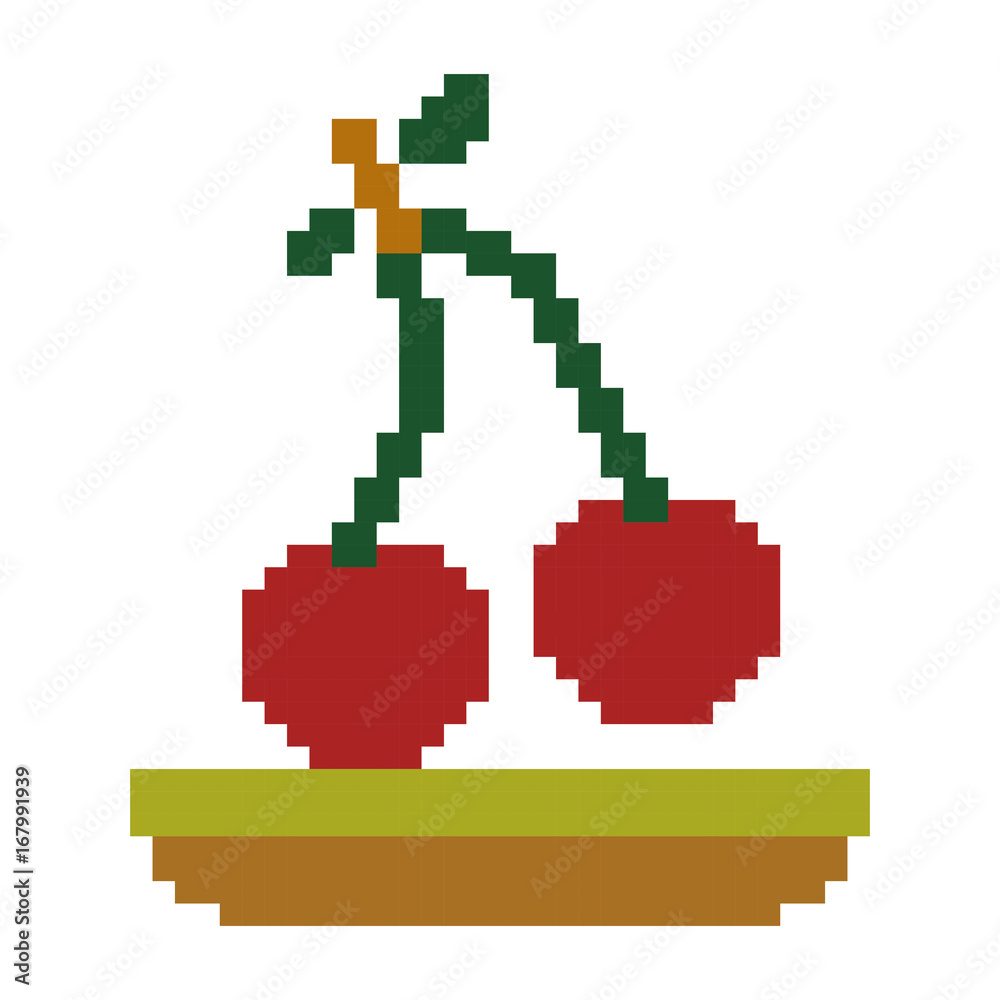 Obraz premium colorful pixelated cherry fruits in meadow