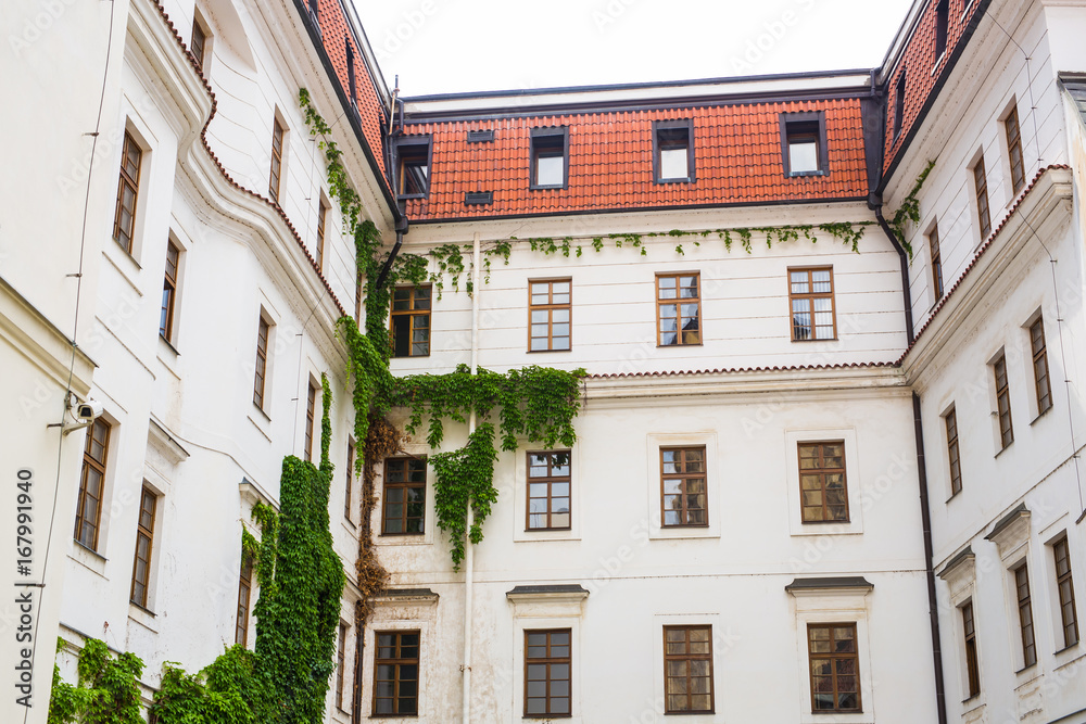 apartment building in europe view from well yard