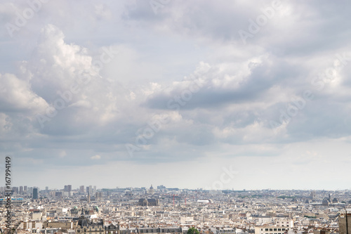 Paris aerial panoramic view from Montparnasse tower over Champs de Mars and Eiffel tower