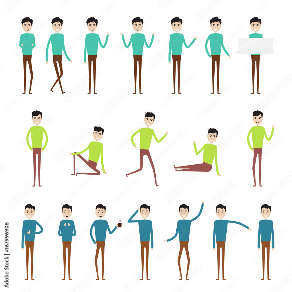 Male Character Creation Set Business Man Characters Set Of A Guy In Different Poses Characters For Your Project Build Your Own Design Cartoon Flat Style Infographic Vector Illustration Stock Vector Adobe Stock