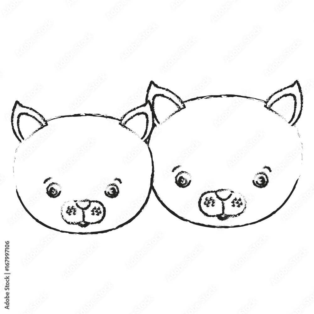 Fototapeta premium blurred silhouette caricature face couple cute animal cats