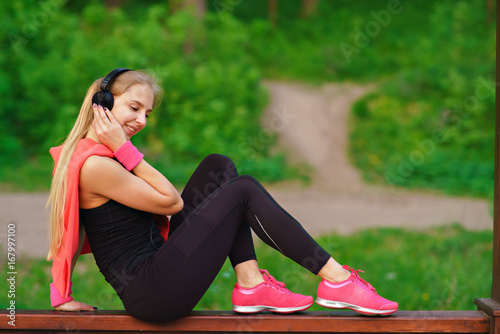 Fitness music headphones girl