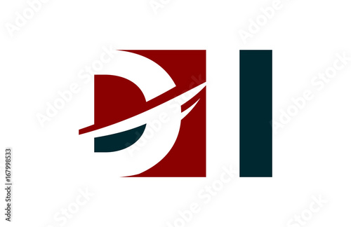 DI Red Negative Space Square Swoosh Letter logo