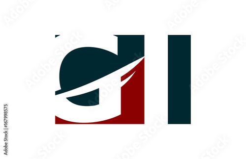 GI Red Negative Space Square Swoosh Letter logo