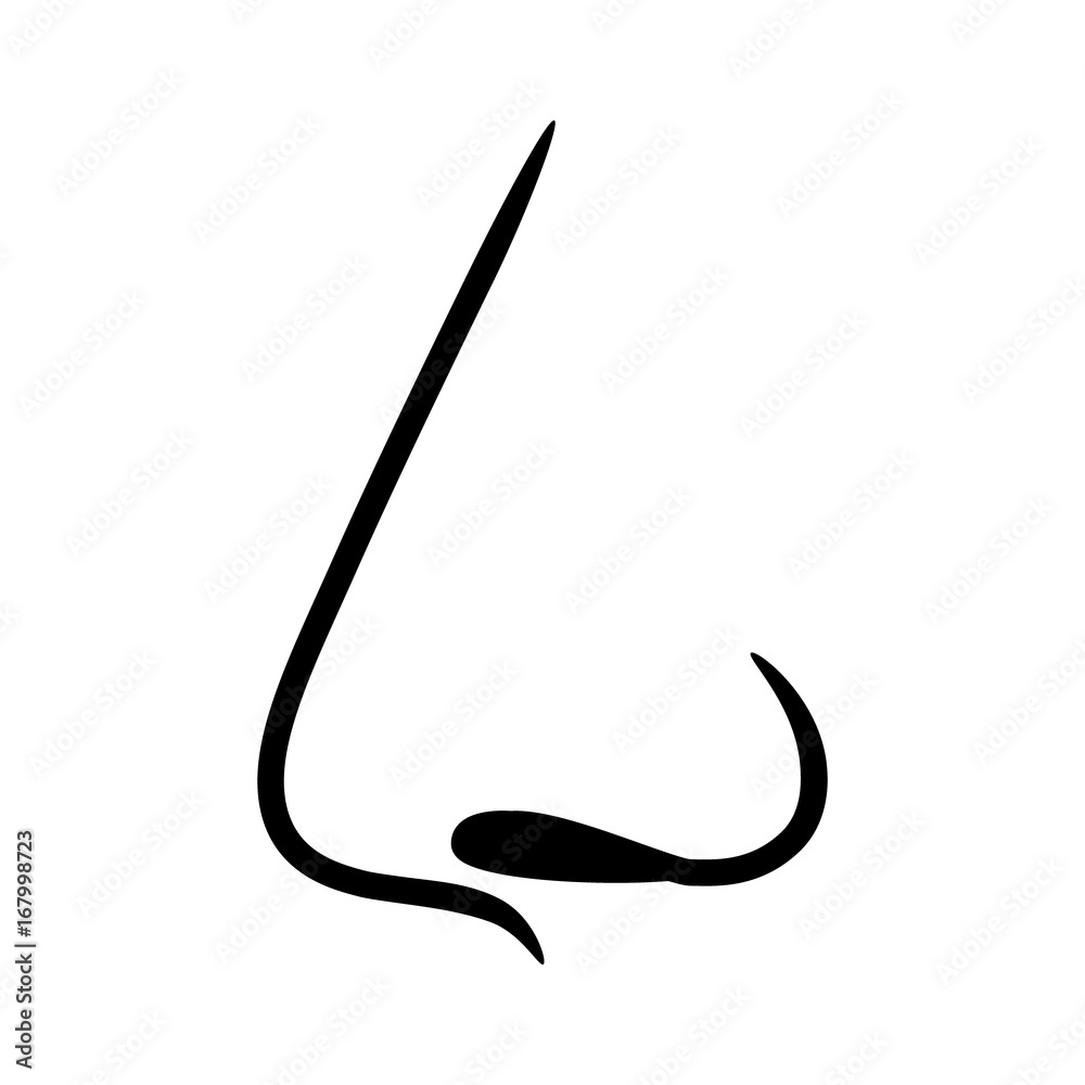 Human nose side view for breathing & smelling line art vector icon for