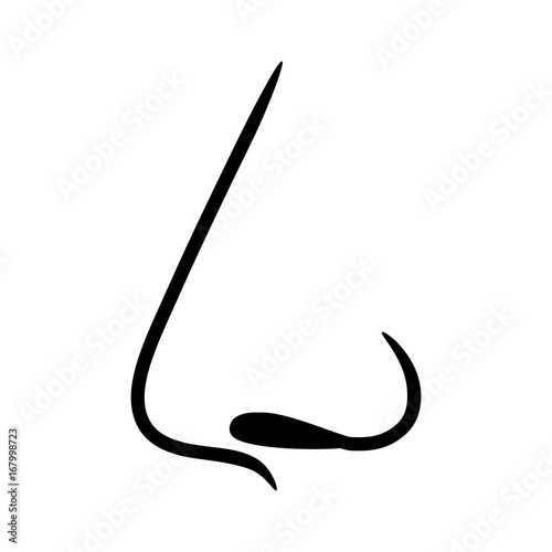Human nose side view for breathing & smelling line art vector icon for apps and websites
