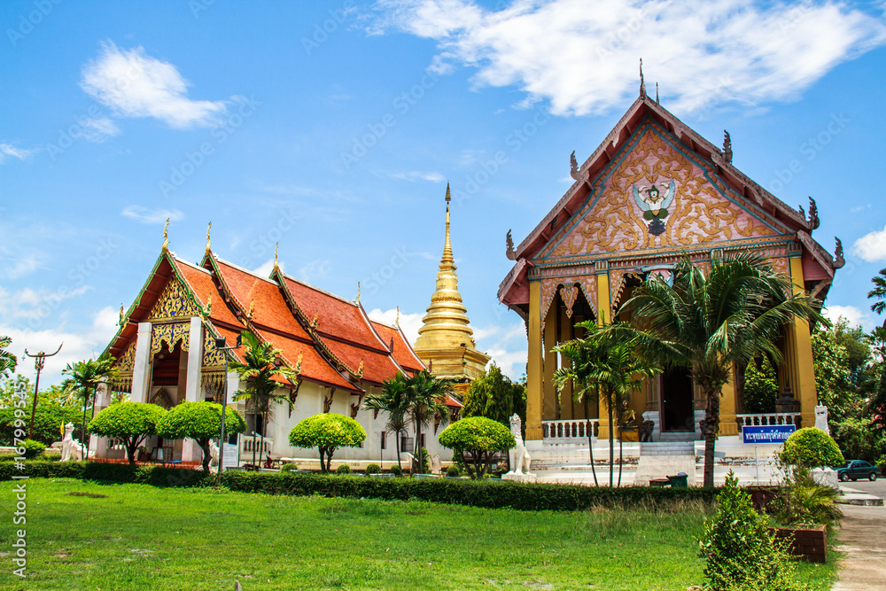 Wat Phra That Chang Kham , Muang District, Nan Province, Thailand.The temple is open to the public. A temple built more than 300 years of heritage Thailand. Wat Phra That Chang Kham , Muang District, Nan Province, Thailand.The temple is open to the public. A temple built more than 300 years of heritage Thailand.