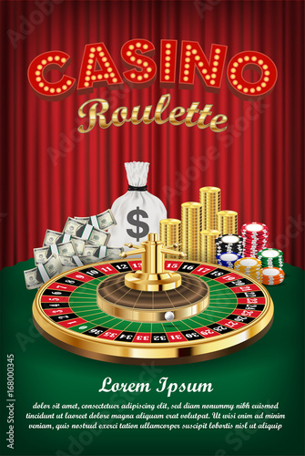 casino roulette with money and casino chips