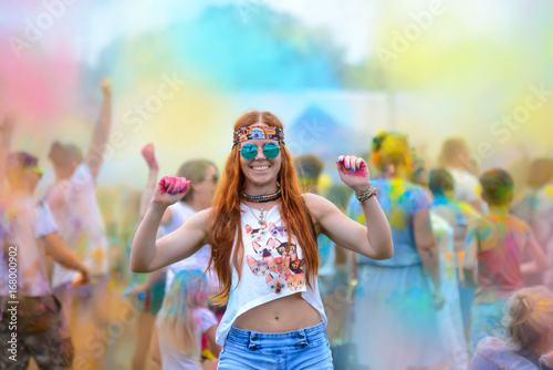 Holi painted girl
