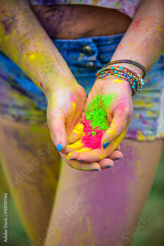 Holi painted girl