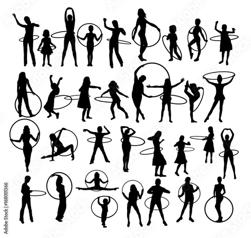 Happy and Cool Hulahoop Activity, art vector silhouettes design photo