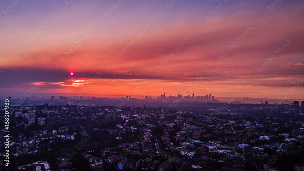 Sydney Cityscape on a smoky sunset