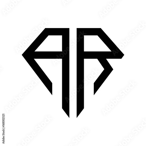 initial letters logo ar black monogram diamond pentagon shape