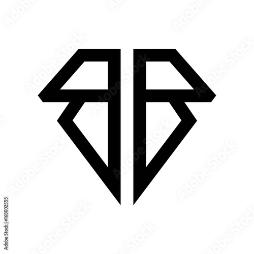 initial letters logo bb black monogram diamond pentagon shape