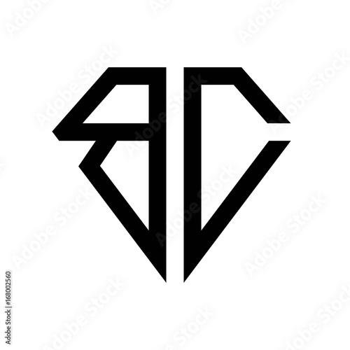 initial letters logo bc black monogram diamond pentagon shape