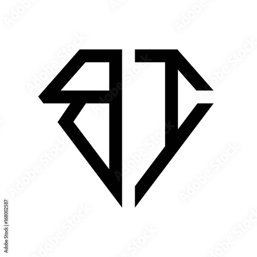 initial letters logo bi black monogram diamond pentagon shape