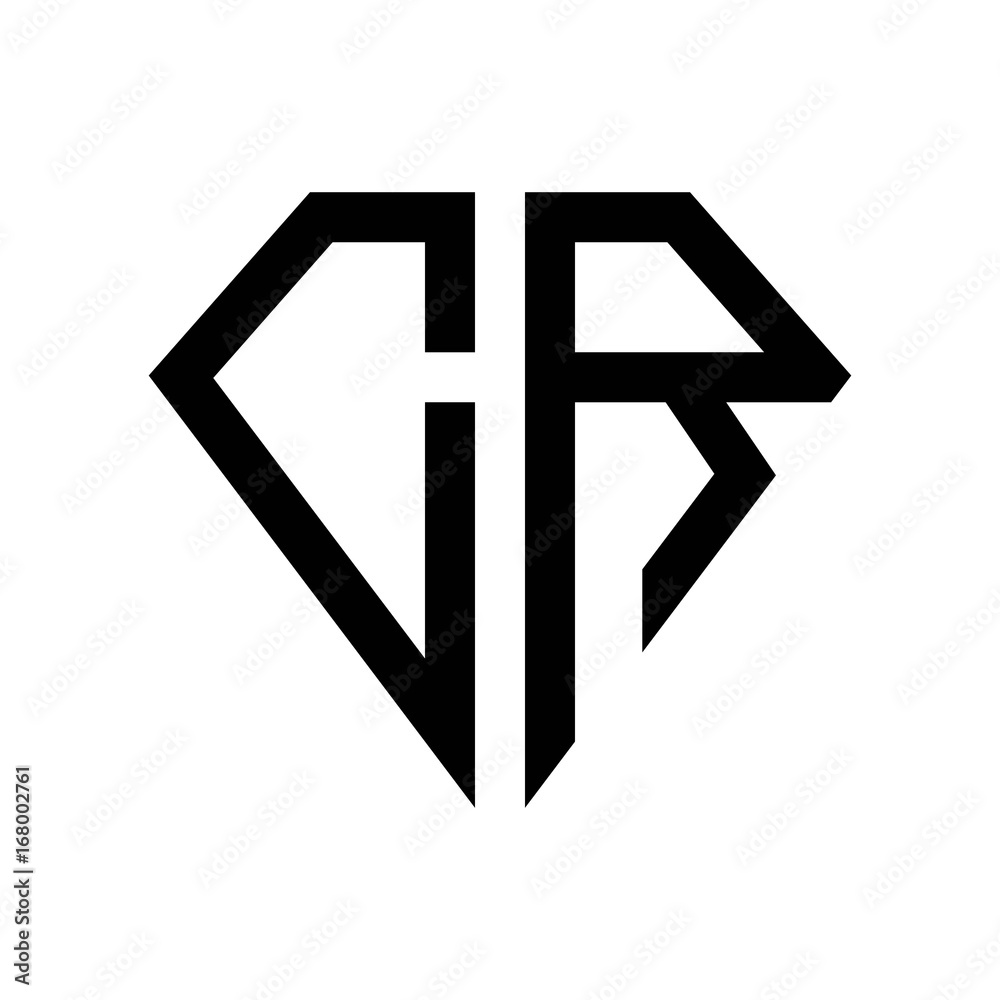 Obraz premium initial letters logo cr black monogram diamond pentagon shape