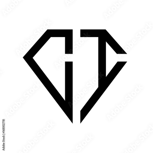 initial letters logo ci black monogram diamond pentagon shape