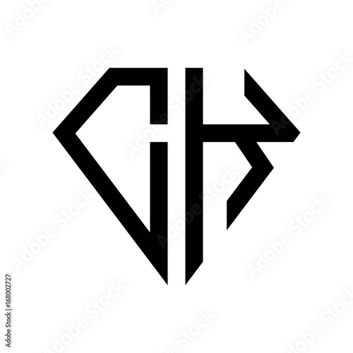 initial letters logo ck black monogram diamond pentagon shape