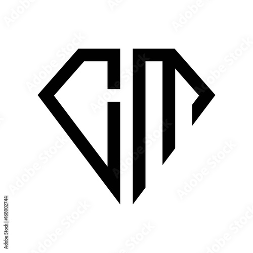 initial letters logo cm black monogram diamond pentagon shape