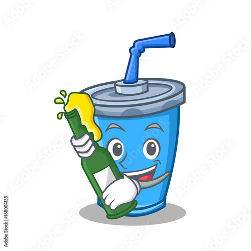 soda drink character cartoon with beer