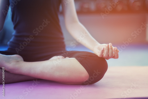 Wallpaper Mural Beautiful girls exercise with yoga in public gym. Torontodigital.ca