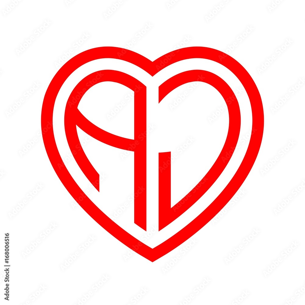 initial letters logo aj red monogram heart love shape initial letters logo aj red monogram heart love shape
