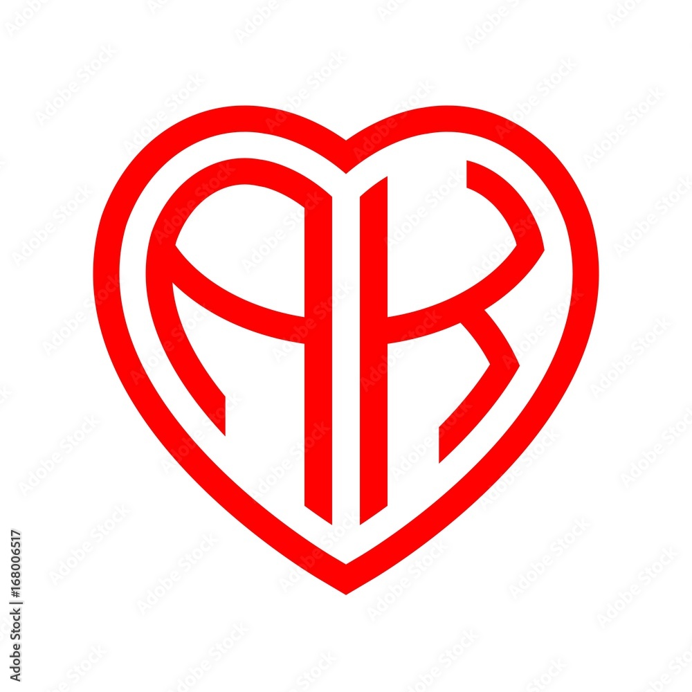 initial letters logo ak red monogram heart love shape Stock Vector ...