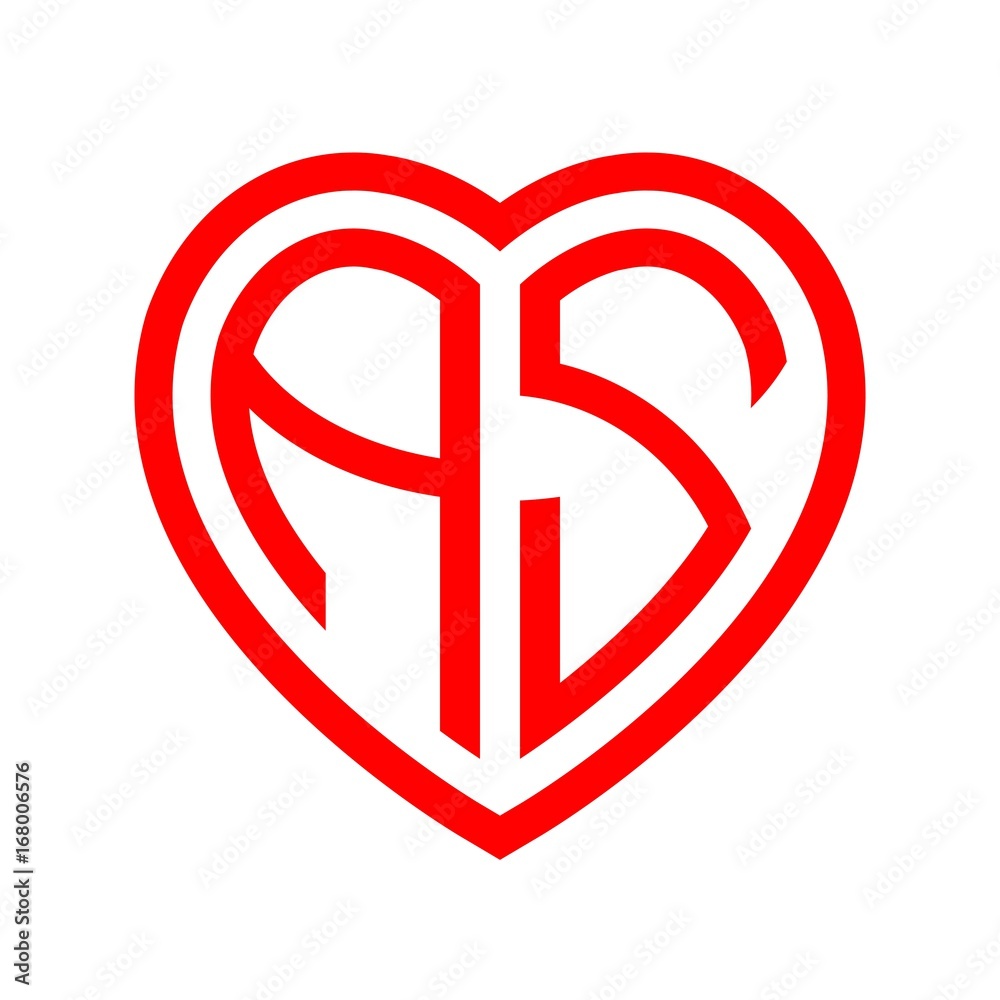 initial letters logo as red monogram heart love shape initial letters logo as red monogram heart love shape
