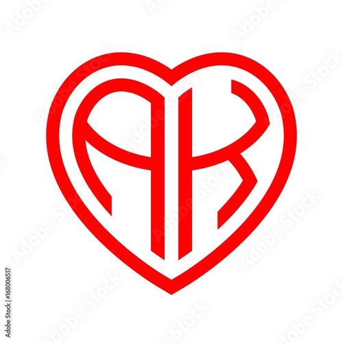 Free Download initial letters logo ak red monogram heart love shape - GFXLoad