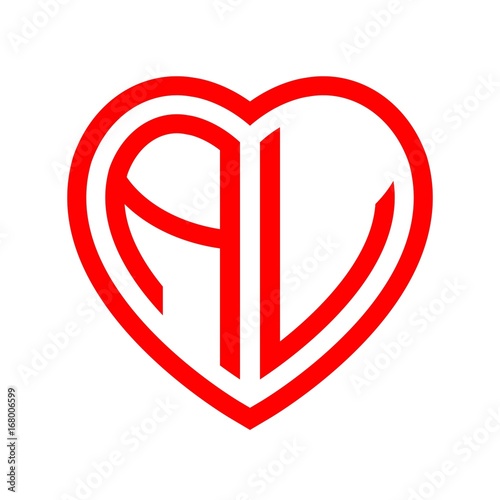 Free Download initial letters logo av red monogram heart love shape - GFXLoad
