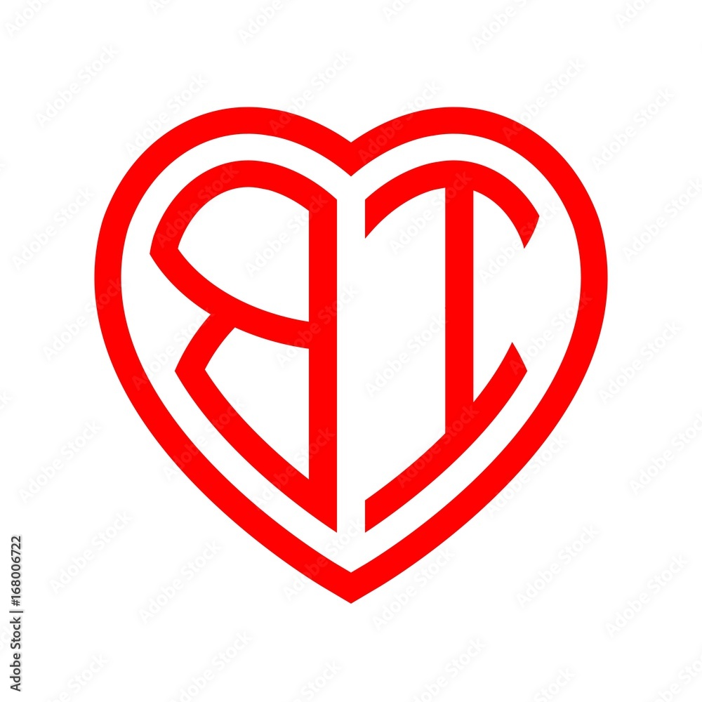 initial letters logo bi red monogram heart love shape initial letters logo bi red monogram heart love shape