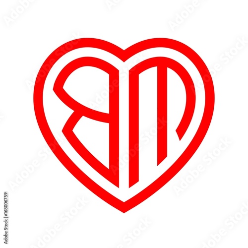 initial letters logo bm red monogram heart love shape Free Download initial letters logo bm red monogram heart love shape - GFXLoad