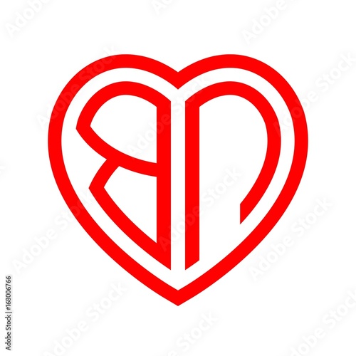Free Download initial letters logo bn red monogram heart love shape - GFXLoad