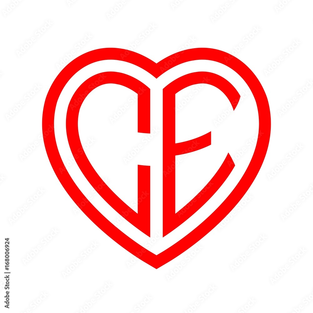 initial letters logo ce red monogram heart love shape initial letters logo ce red monogram heart love shape