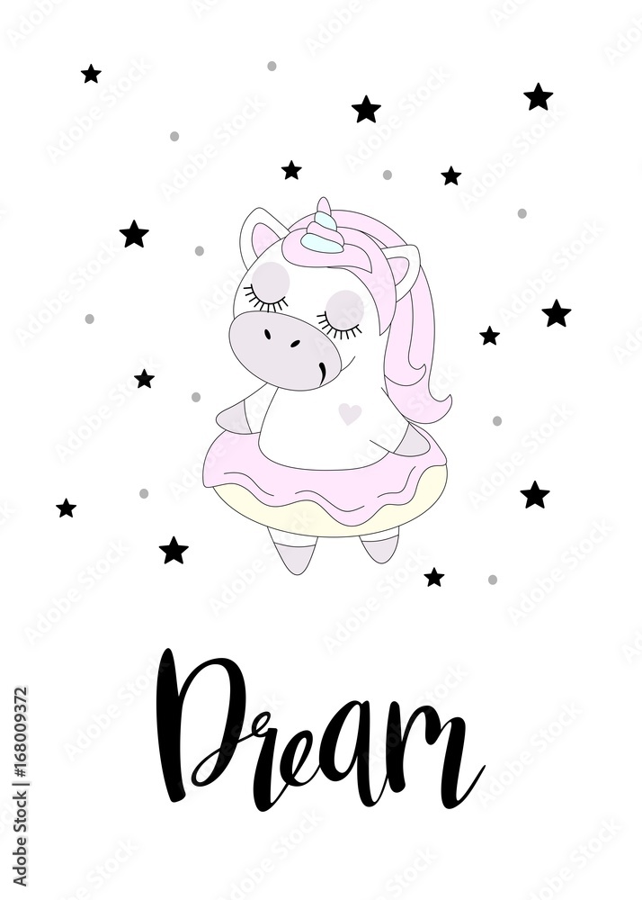 Happy birthday card with cute unicorn icon over white background. colorful design. vector illustration