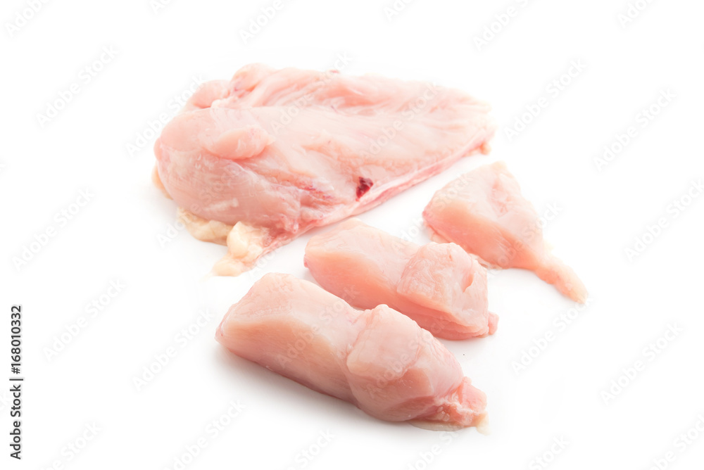 Raw chicken fillet breast isolated on white background.