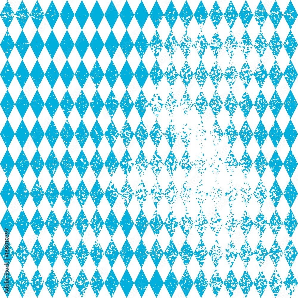 Oktoberfest bavarian traditional blue and rhombus background pattern. Grunge distress texture.