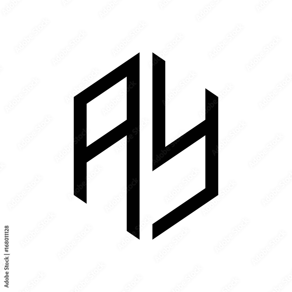 initial letters logo ay black monogram hexagon shape vector initial letters logo ay black monogram hexagon shape vector