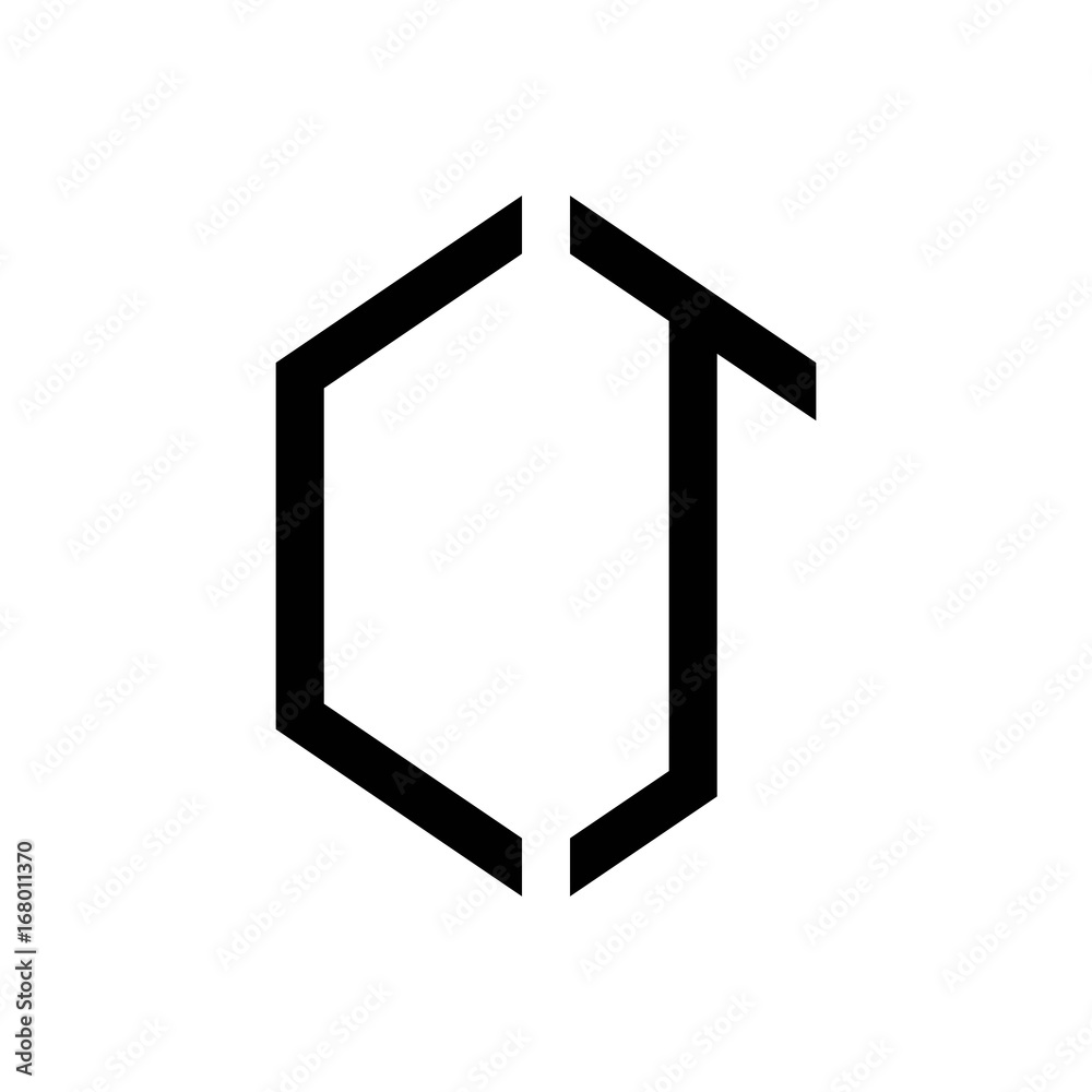 initial letters logo ct black monogram hexagon shape vector initial letters logo ct black monogram hexagon shape vector