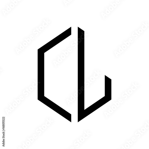 initial letters logo cl black monogram hexagon shape vector