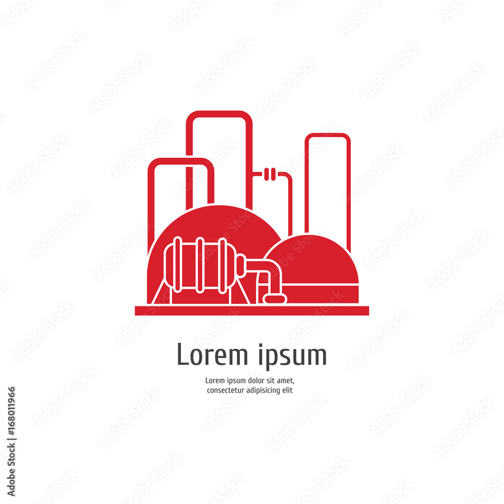 Heavy industry power plant - red icon on white background