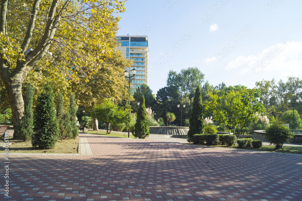 City square on a hot summer day