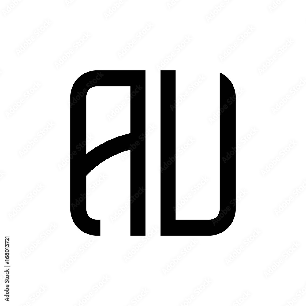 initial letters logo au black monogram square rounded shape vector initial letters logo au black monogram square rounded shape vector