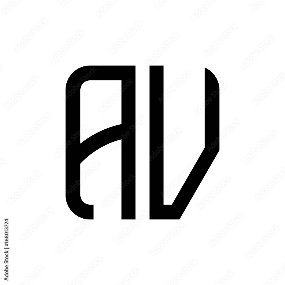 initial letters logo av black monogram square rounded shape vector initial letters logo av black monogram square rounded shape vector