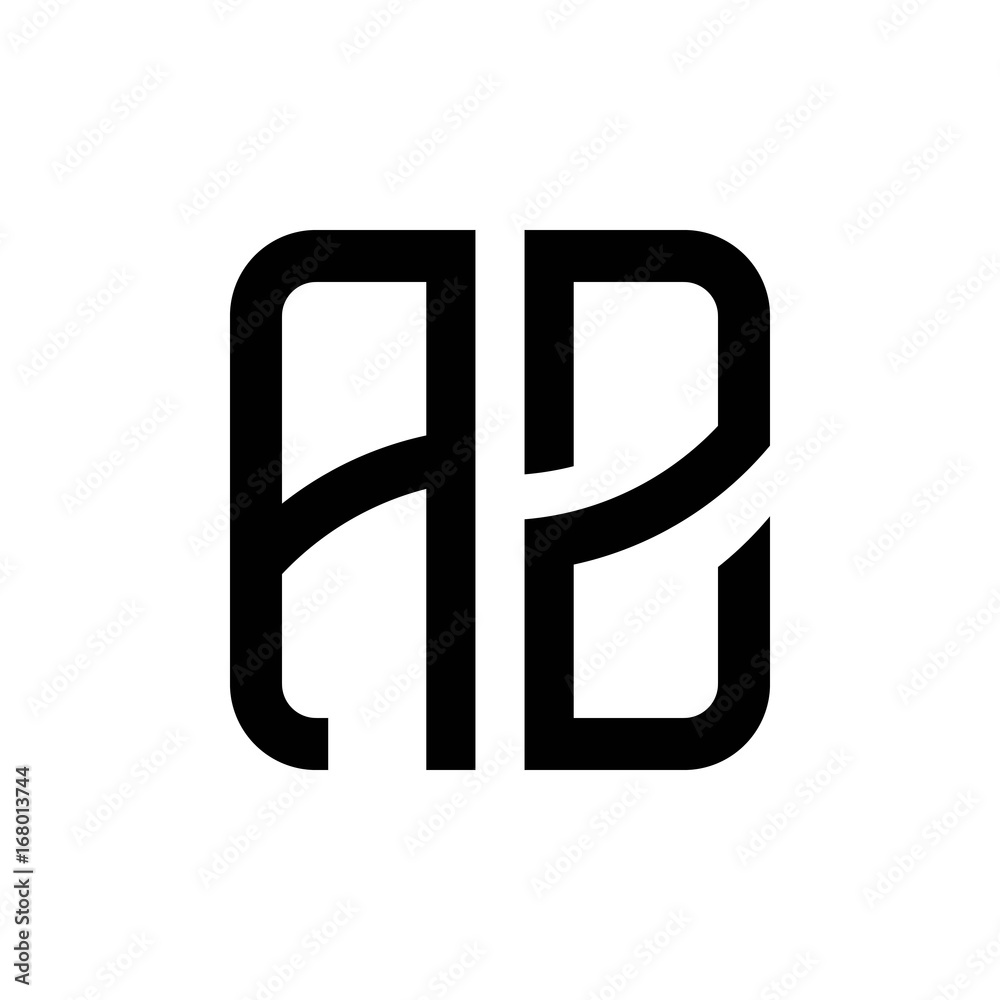 initial letters logo az black monogram square rounded shape vector initial letters logo az black monogram square rounded shape vector