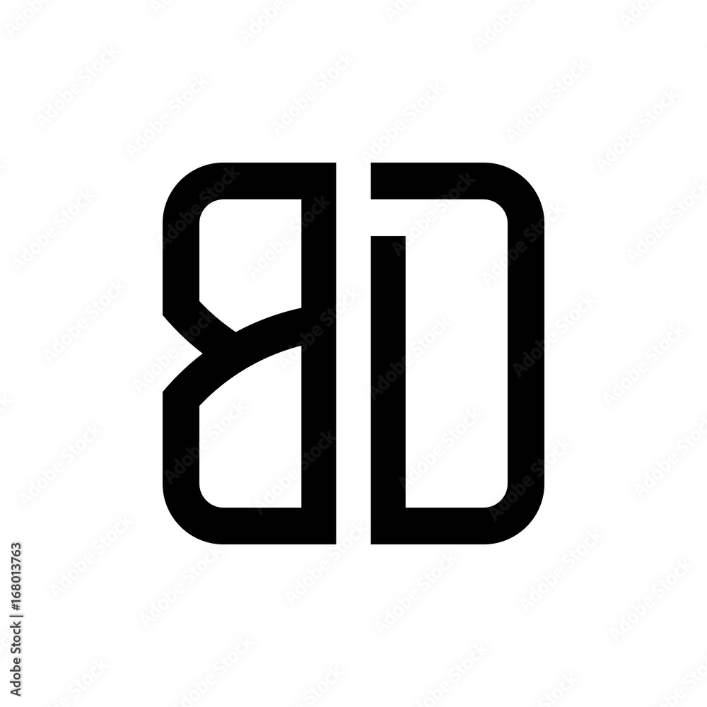 initial letters logo bd black monogram square rounded shape vector initial letters logo bd black monogram square rounded shape vector
